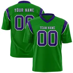 Kelly Green Purple Shoulder Cut Two-Tone Flag Football Jersey 1