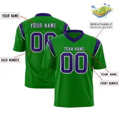 Kelly Green Purple Shoulder Cut Two-Tone Flag Football Jersey 2