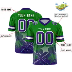 Kelly Green Purple Star Gradient Flag Football Jersey 2
