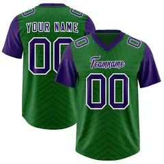 Kelly Green Purple Star Pattern Raglan Football Jersey 1