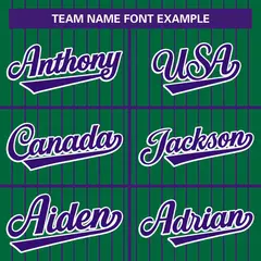 Kelly Green Purple Stripe Full Button Baseball Jersey 3