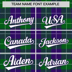Kelly Green Purple-White Plaid Varsity Letterman Baseball Jacket 3