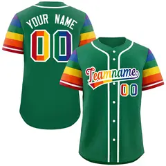 Kelly Green Rainbow Pride Month Raglan Baseball Jersey