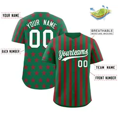 Kelly Green Red American Flag Graffiti Baseball Jersey 2