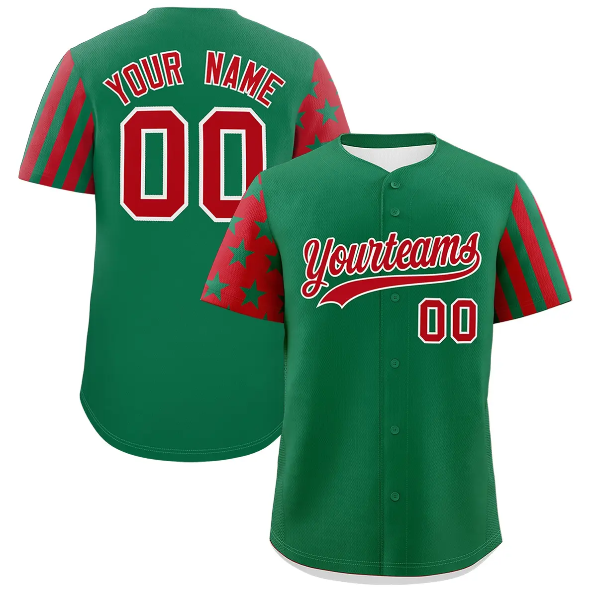 Kelly Green Red American Flag Raglan Baseball Jersey