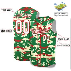 Kelly Green Red Camo Sleeveless Baseball Jersey 2