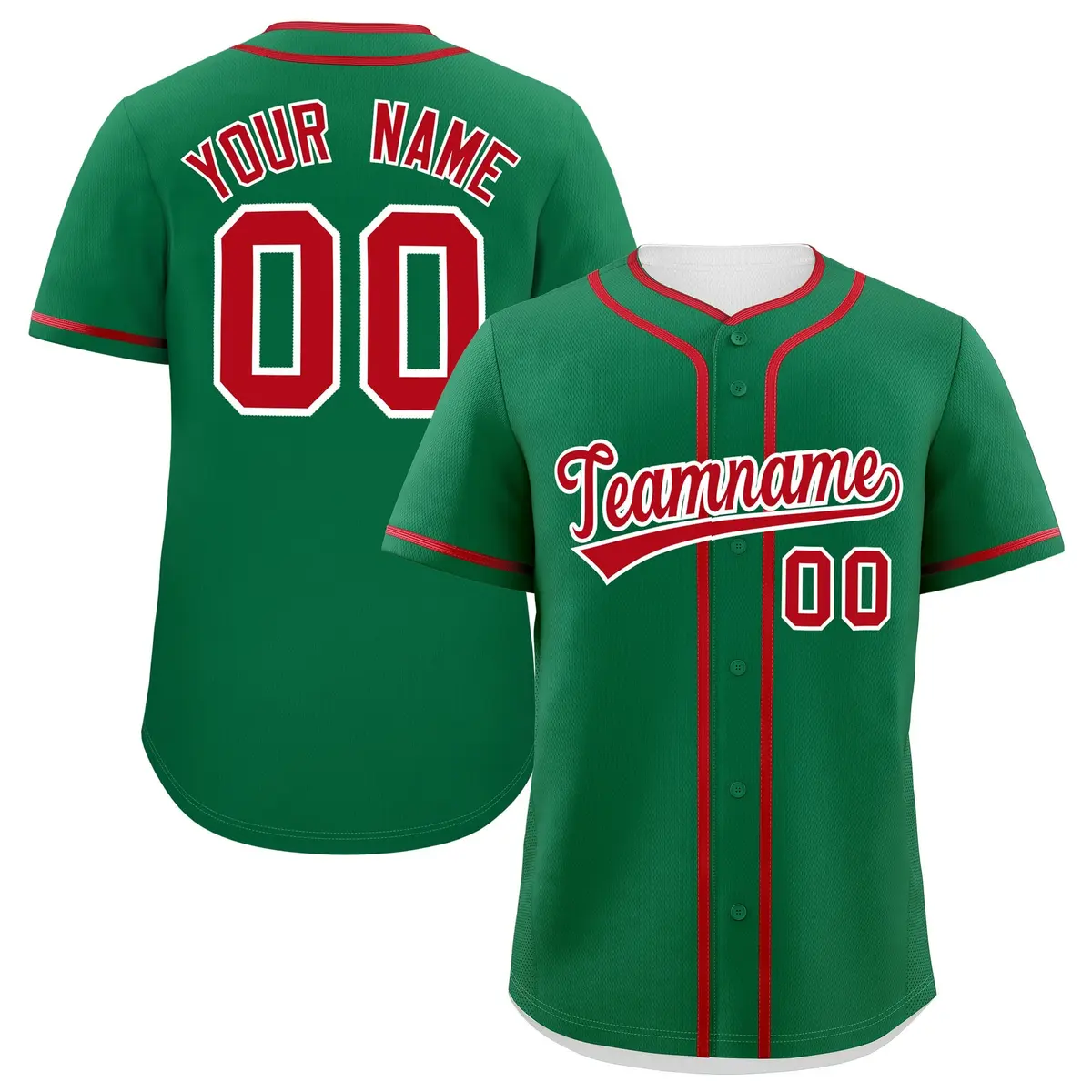 Kelly Green Red Classic Authentic Baseball Jersey