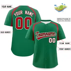 Kelly Green Red Color Block Authentic Baseball Jersey 2
