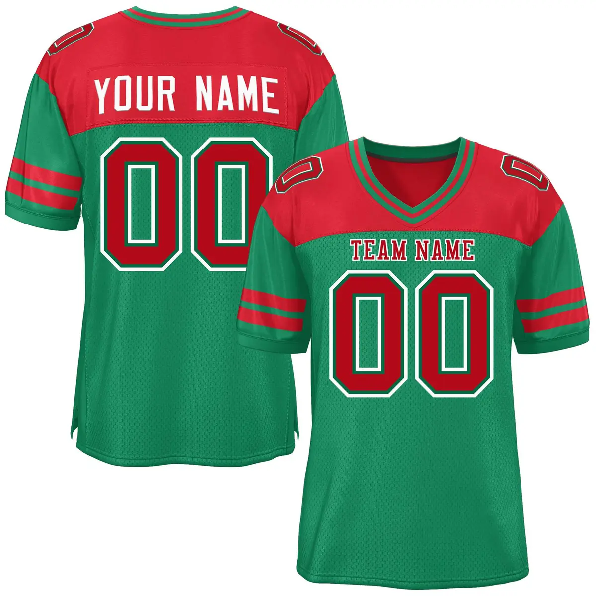 Kelly Green Red Color Block Authentic Football Jersey