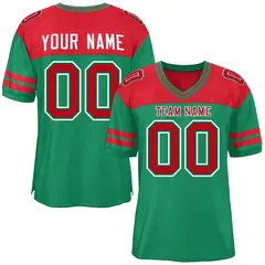 Kelly Green Red Color Block Authentic Football Jersey 1