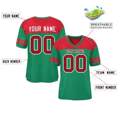 Kelly Green Red Color Block Authentic Football Jersey 2