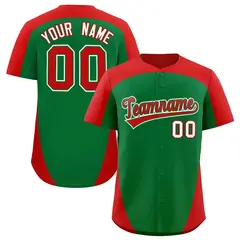 Kelly Green Red Edge Color Block Authentic Baseball Jersey