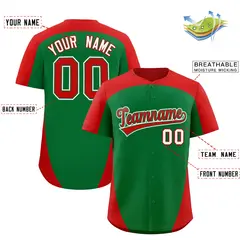 Kelly Green Red Edge Color Block Authentic Baseball Jersey 2