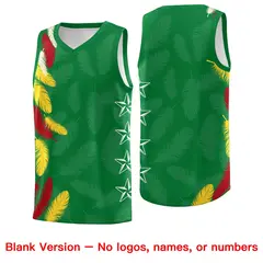 Kelly Green Red Feather Graffiti Pattern Basketball Jersey 6