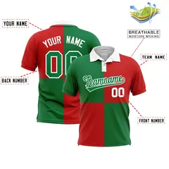 Kelly Green Red Four Squares Performance Polo Shirt 2