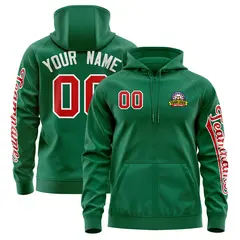 Kelly Green Red Full-Zip Varsity Letterman Jacket Hoodie 1