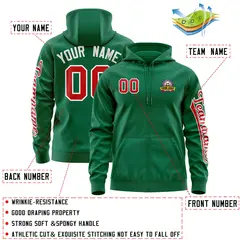Kelly Green Red Full-Zip Varsity Letterman Jacket Hoodie 4