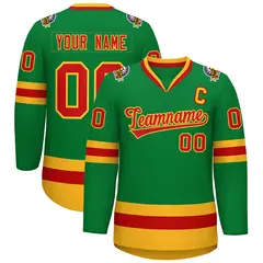 Kelly Green Red-Gold Classic Hockey Jersey 1
