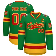 Kelly Green Red-Gold Classic Hockey Jersey 1