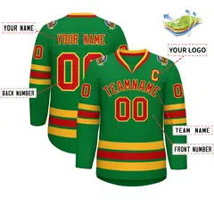 Kelly Green Red-Gold Classic Hockey Jersey 2