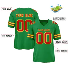 Kelly Green Red-Gold Classic Style Authentic Football Jersey 2
