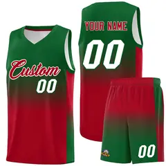Kelly Green Red Gradient Fashion Basketball Jersey 1