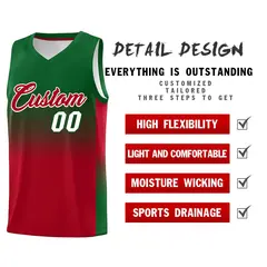 Kelly Green Red Gradient Fashion Basketball Jersey 2