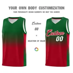 Kelly Green Red Gradient Fashion Basketball Jersey 3