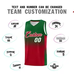Kelly Green Red Gradient Fashion Basketball Jersey 4