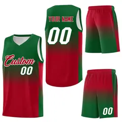 Kelly Green Red Gradient Fashion Basketball Jersey 7