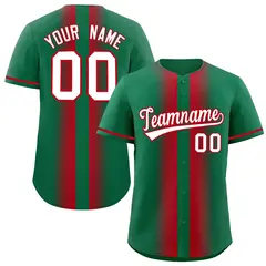 Kelly Green Red Gradient Lapel Fashion Baseball Jersey 1