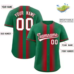 Kelly Green Red Gradient Lapel Fashion Baseball Jersey 2