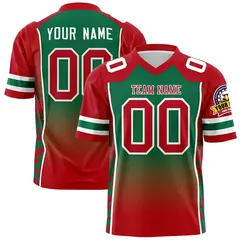 Kelly Green Red Gradient Side Pattern Football Jersey 1