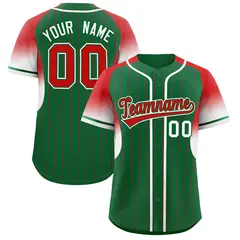 Kelly Green Red Gradient Stripe Sleeves Baseball Jersey