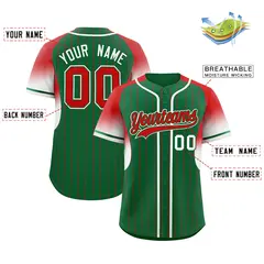 Kelly Green Red Gradient Stripe Sleeves Baseball Jersey 2