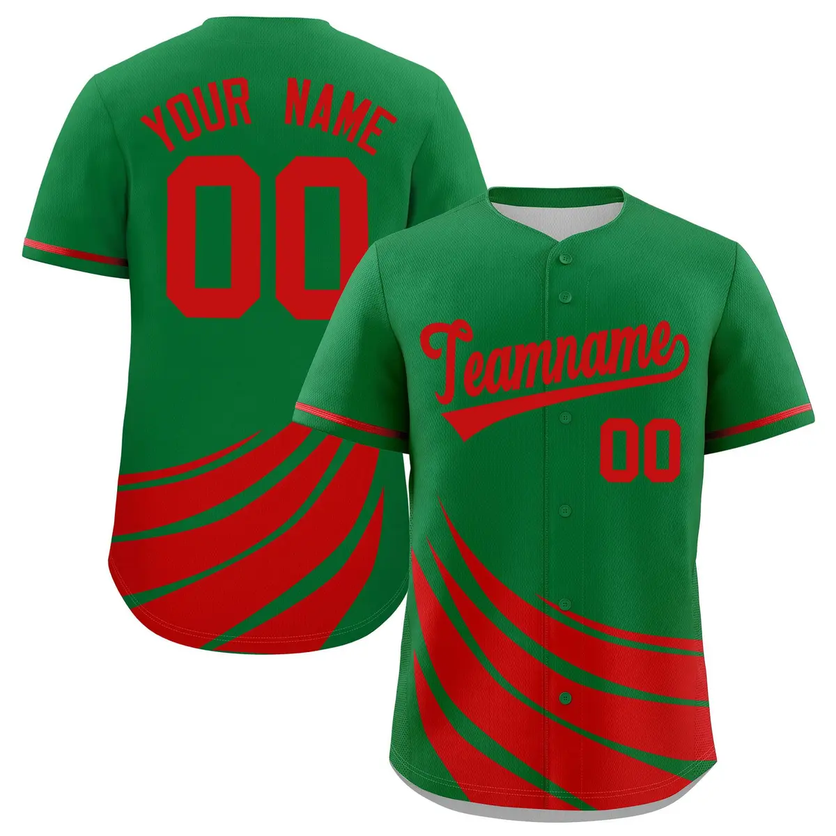 Kelly Green Red Graffiti Wind Mark Baseball Jersey