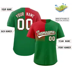 Kelly Green Red Half Gradient Authentic Baseball Jersey 2