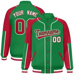 Kelly Green Red-Kelly Green Raglan Letterman Jacket