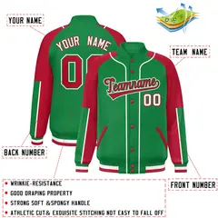 Kelly Green Red-Kelly Green Raglan Letterman Jacket 2