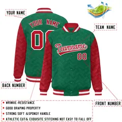 Kelly Green Red L Pattern Varsity Raglan Letterman Jacket 2