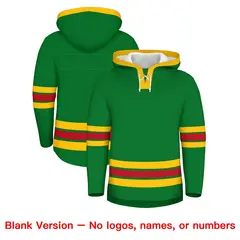 Kelly Green Red Lace-Up Neck Hockey Hoodie Classic Style 7