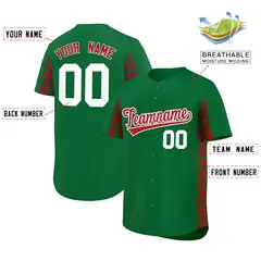 Kelly Green Red Leopard Graffiti Side Design Baseball Jersey 2