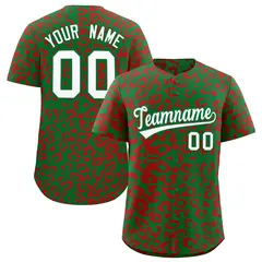 Kelly Green Red Leopard Print Baseball Jersey 1