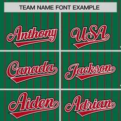 Kelly Green Red Pinstripe Raglan Full-Snap Letterman Baseball Jacket 3