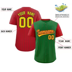 Kelly Green Red Pinstripe Raglan Sleeves Baseball Jersey 2