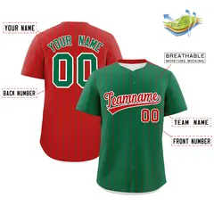 Kelly Green Red Pinstripe Two-Tone Authentic Baseball Jersey 2