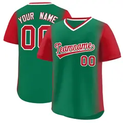 Kelly Green Red Raglan Pullover Authentic Baseball Jersey 1