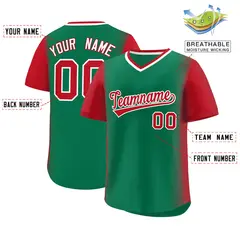 Kelly Green Red Raglan Pullover Authentic Baseball Jersey 2