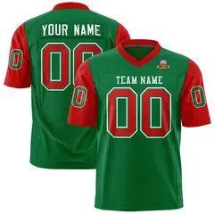 Kelly Green Red Raglan Sleeves Authentic Football Jersey 1
