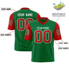 Kelly Green Red Raglan Sleeves Authentic Football Jersey 2